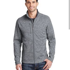 Port Authority Digi Stripe Fleece Jacket Grey S NWT IN PACKAGE